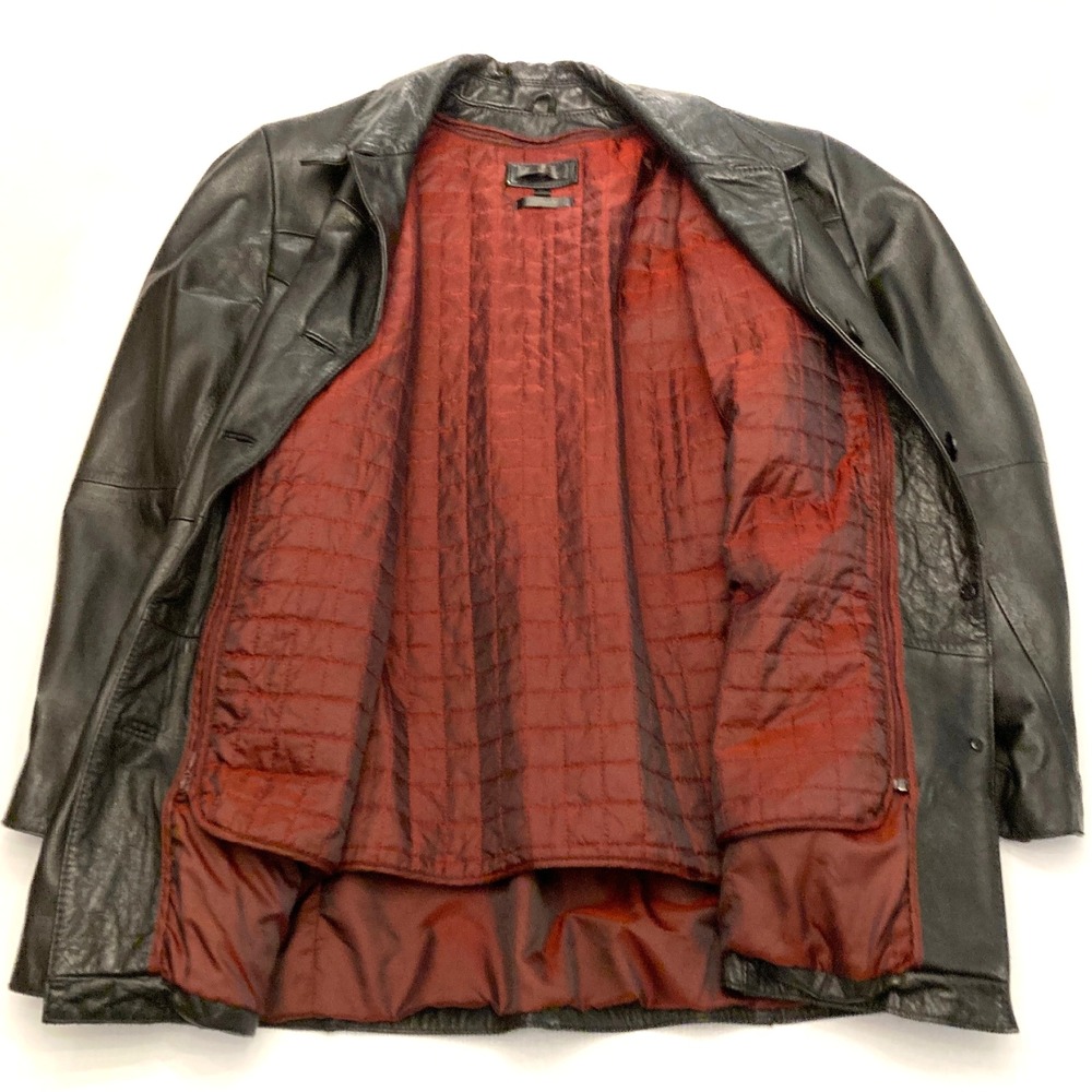 Vtg Wilsons Black Leather Jacket Womens XL Removable Lining Quilted 90s - Picture 3 of 8